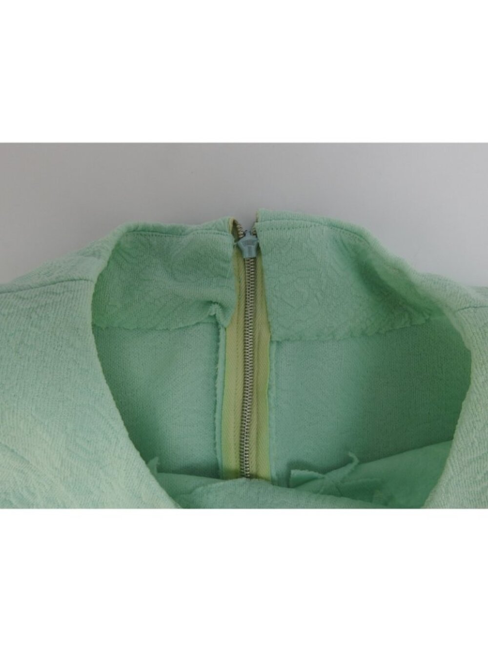 Vintage Mint Green Textured Handmade Look Shift Dress Sleeveless Mod MCM Sz M L - Picture 7 of 11